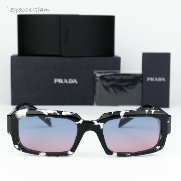 NEW Prada PR27ZS 15O60E Black Tortoise Blue Magenta Square Unisex Sunglasses - Picture 2 of 6